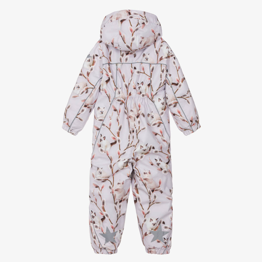 Molo-Girls Lilac Purple Hooded Kitten Snowsuit | Childrensalon Outlet