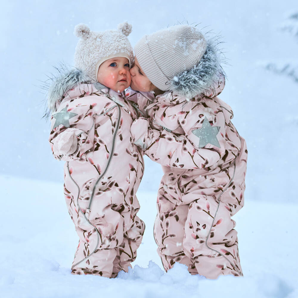 Molo-Girls Lilac Purple Hooded Kitten Snowsuit | Childrensalon Outlet