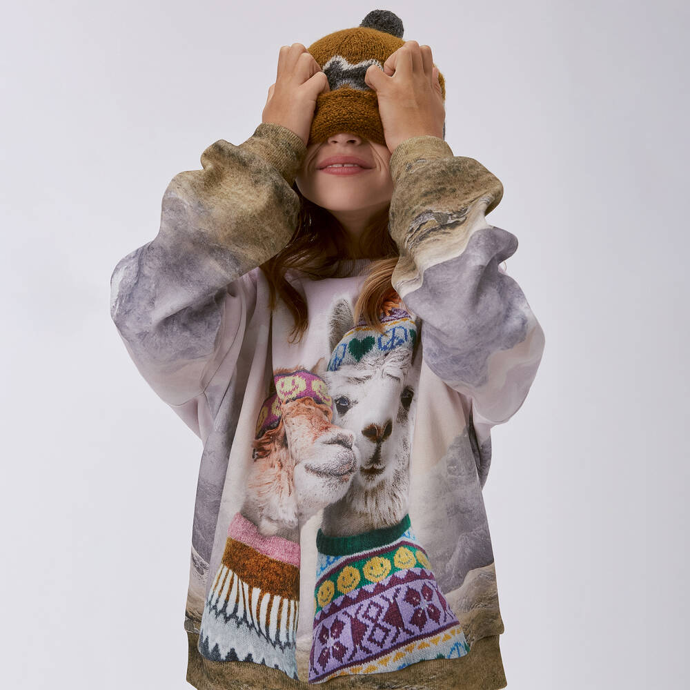 Molo-Girls Lilac Purple Llama Sweatshirt | Childrensalon Outlet