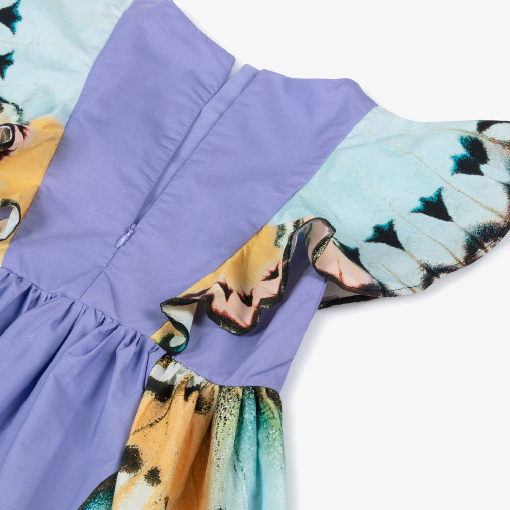Molo-Girls Lilac Purple Organic Cotton Butterfly Dress | Childrensalon Outlet