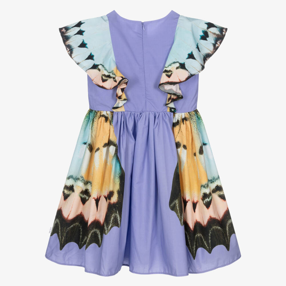 Molo-Girls Lilac Purple Organic Cotton Butterfly Dress | Childrensalon Outlet