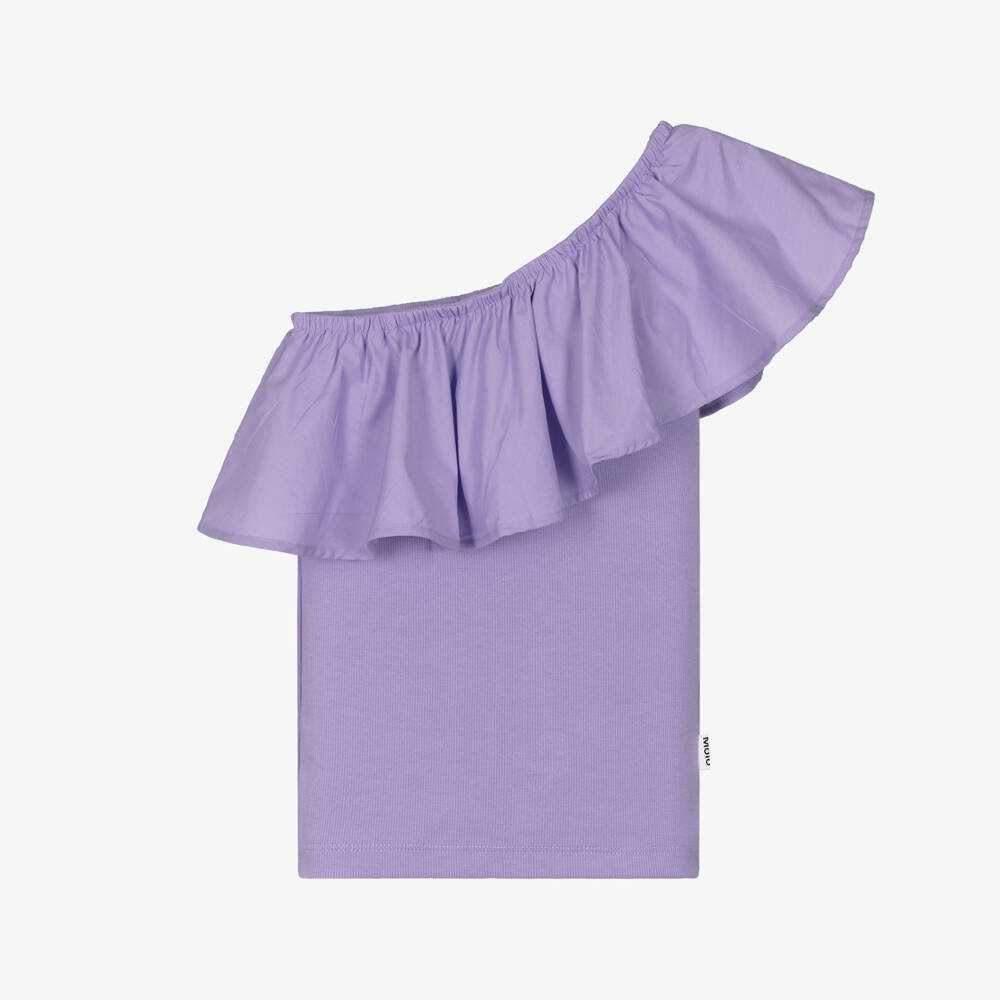 Molo-بلوزة قطنية بنفسجية بكتف واحد للبنات | Childrensalon Outlet