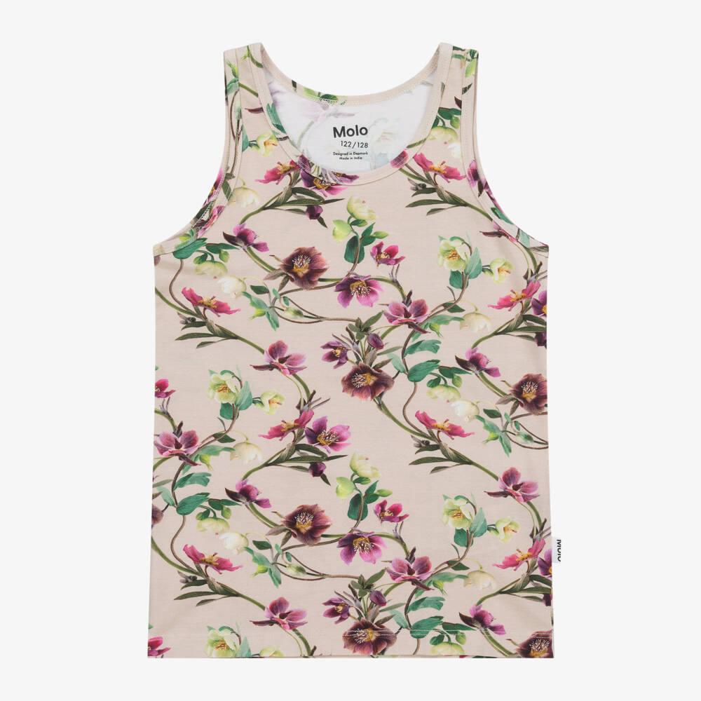 Molo-Girls Mauve Floral Cotton Vests Duo | Childrensalon Outlet