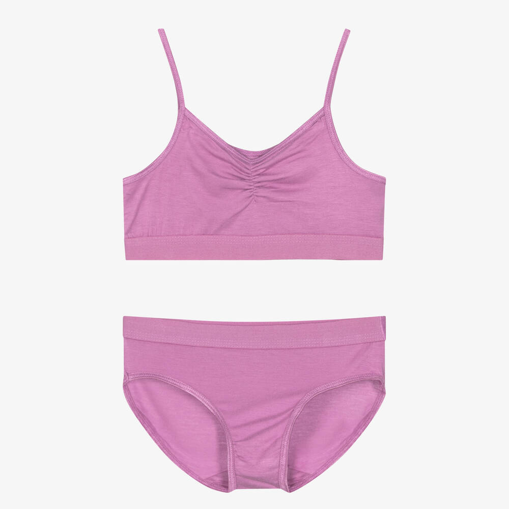 Haut et culotte mauve fille