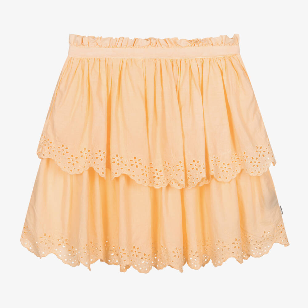 Molo-Юбка из хлопка с ажурной вышивкой для девочек в цвете "дыня" | Childrensalon Outlet