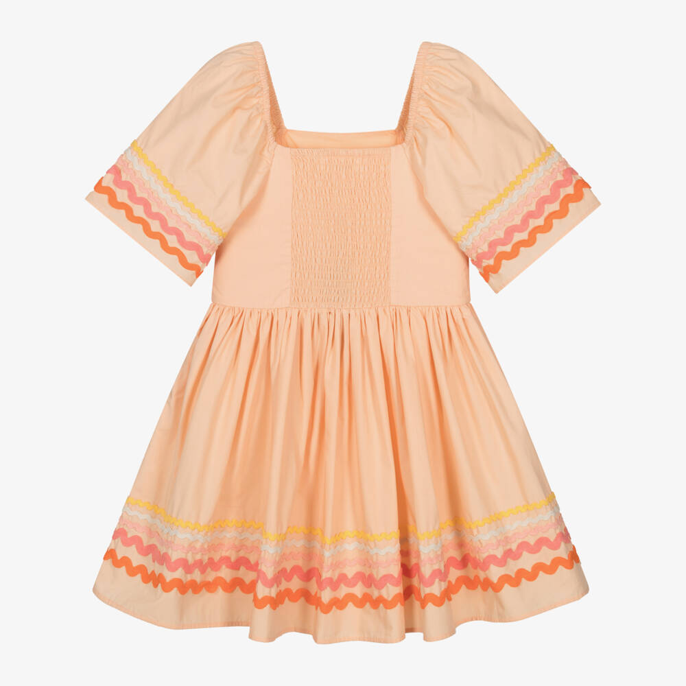 Molo-Girls Melon Cotton Ric-Rac Frock | Childrensalon Outlet