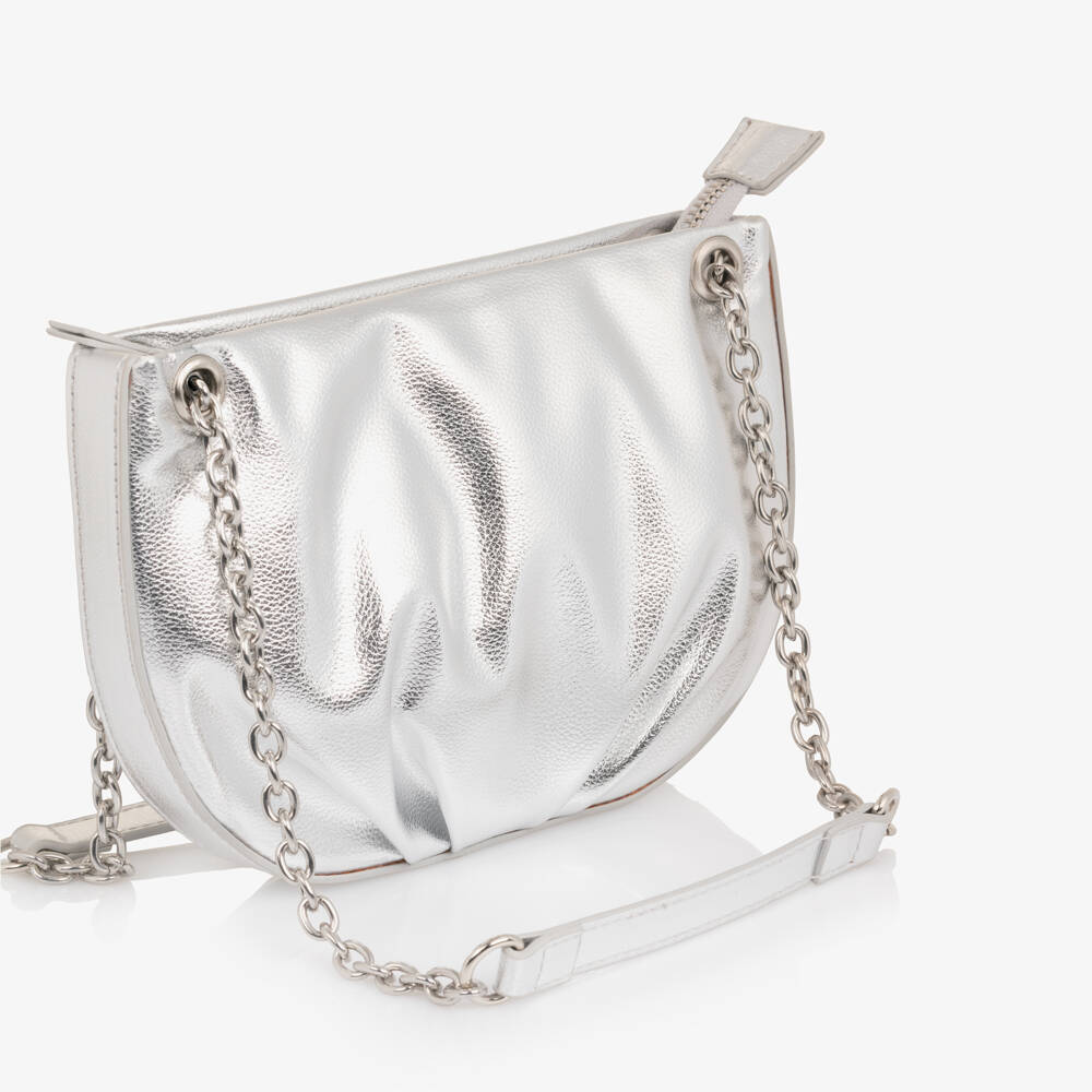Molo-Girls Metallic Silver Faux Leather Bag | Childrensalon Outlet
