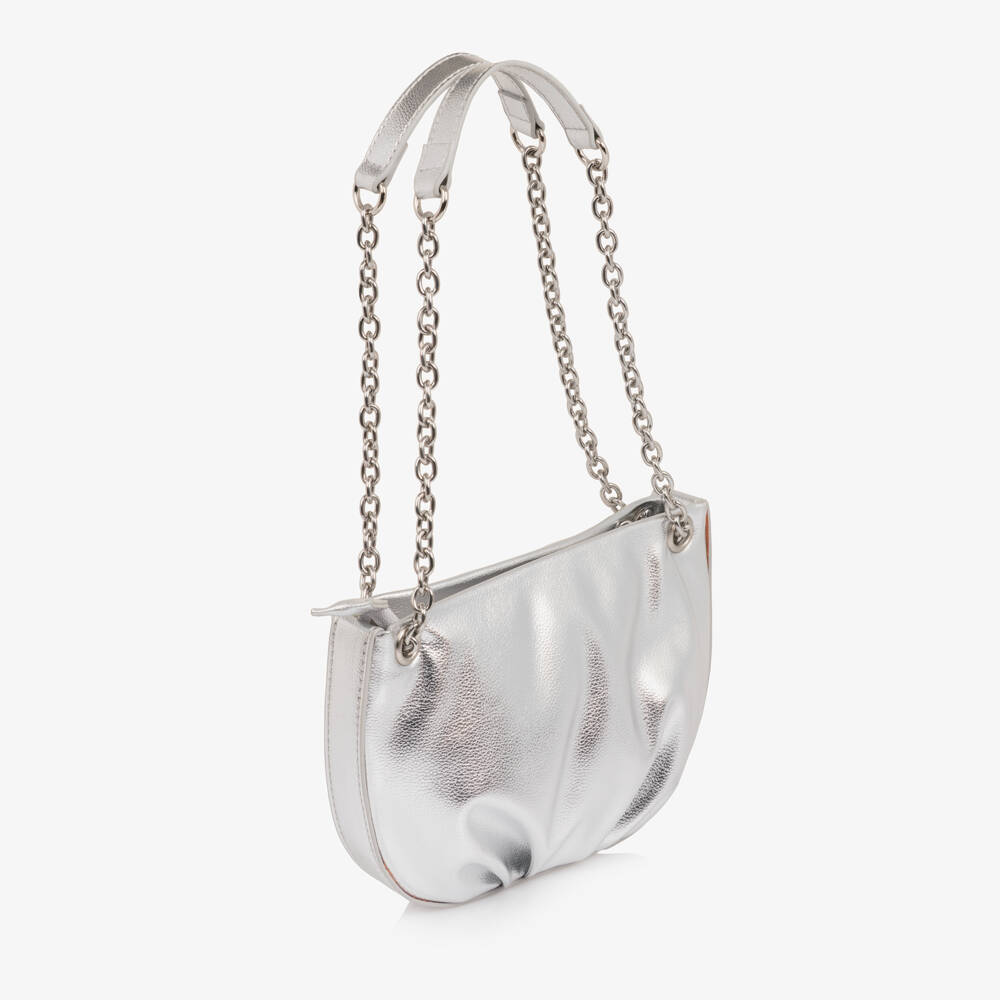 Molo-Girls Metallic Silver Faux Leather Bag | Childrensalon Outlet
