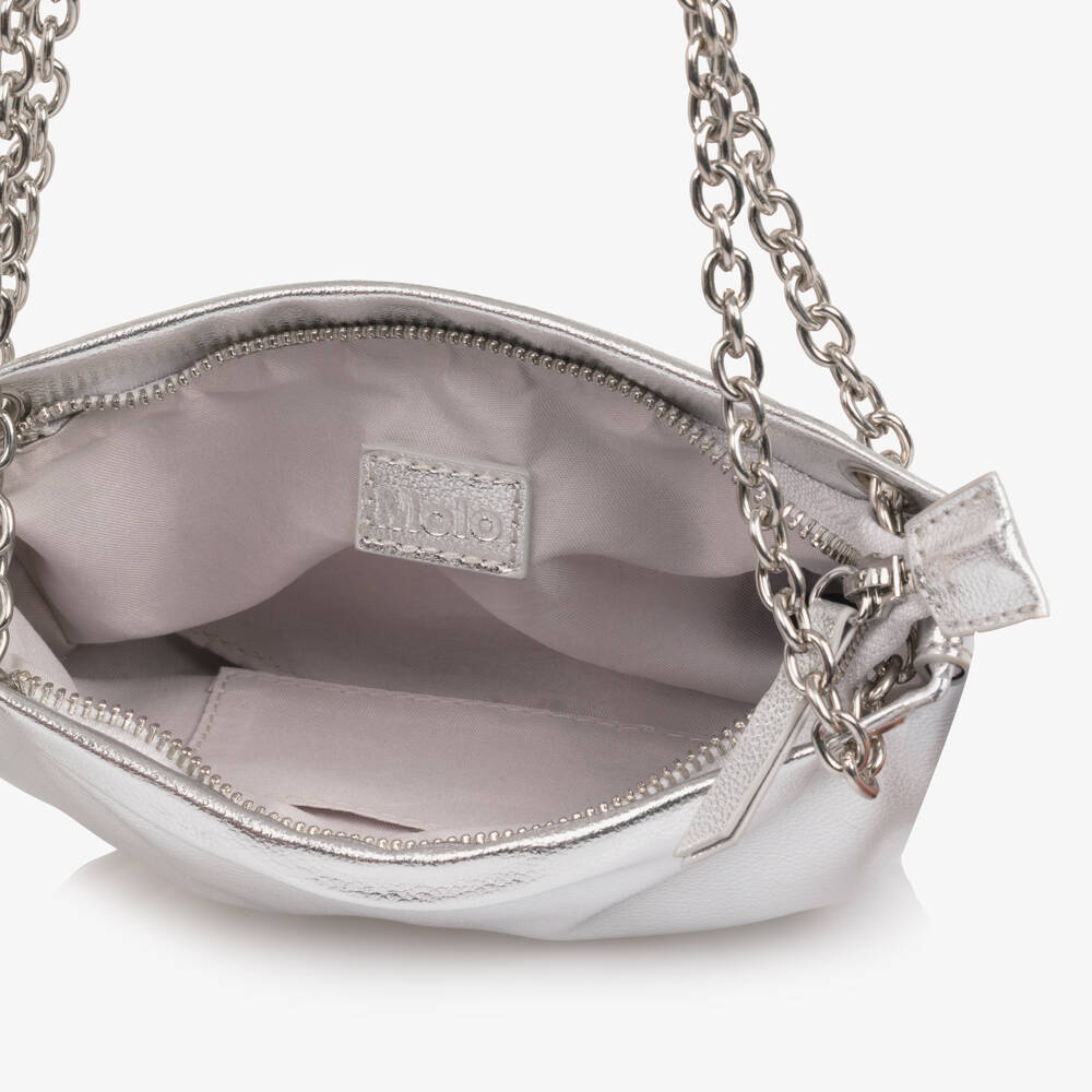 Molo-Girls Metallic Silver Faux Leather Bag | Childrensalon Outlet
