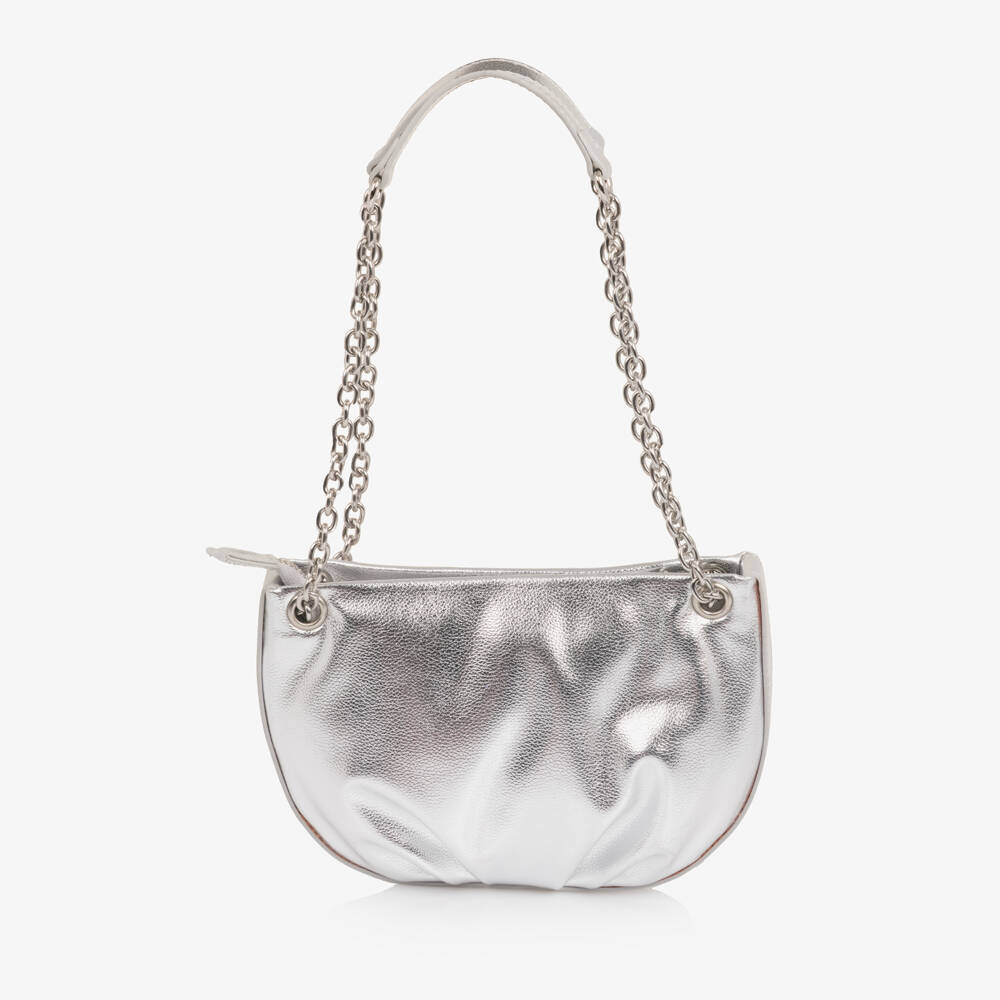 Molo-Girls Metallic Silver Faux Leather Bag | Childrensalon Outlet