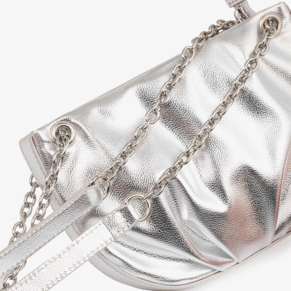 Molo-Girls Metallic Silver Faux Leather Bag | Childrensalon Outlet