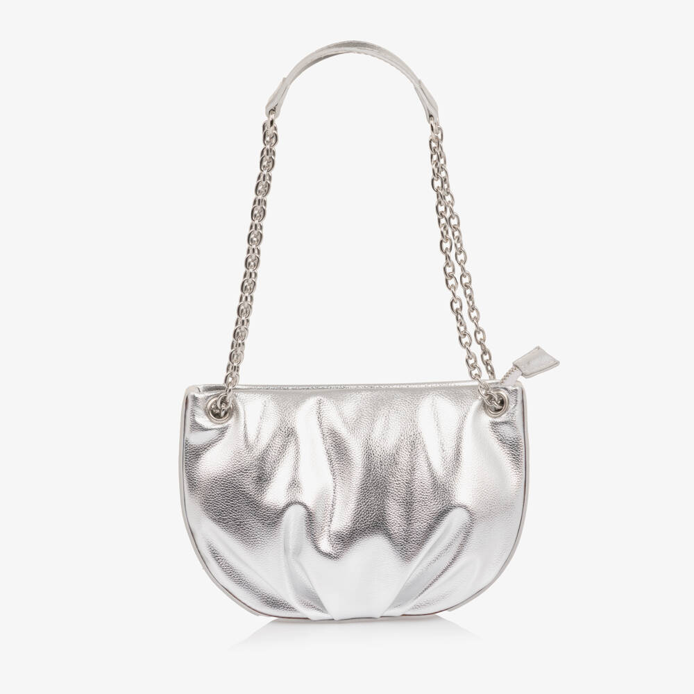 Molo-Girls Metallic Silver Faux Leather Bag | Childrensalon Outlet