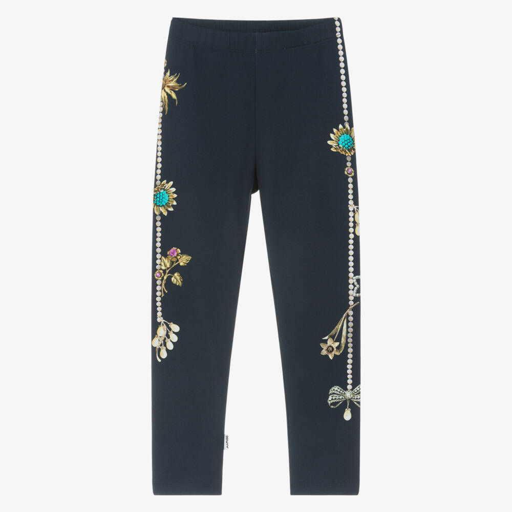 Molo-Girls Midnight Blue Patterned Leggings | Childrensalon Outlet