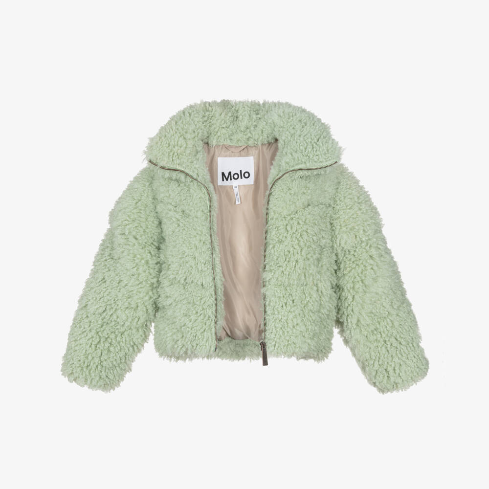 Molo-Girls Mint Cozy Faux Fur Jacket | Childrensalon Outlet
