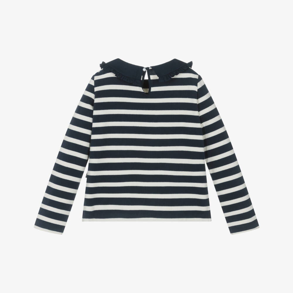 Molo-بلوزة مخططة باللونين الكحلي والكريمي للبنات | Childrensalon Outlet