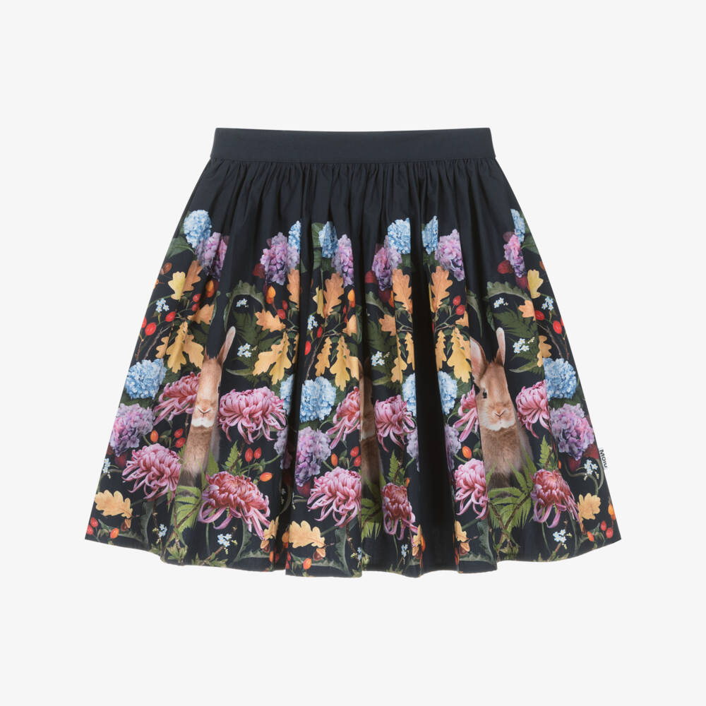 Molo-Girls Navy Cotton Woodland Skirt | Childrensalon Outlet