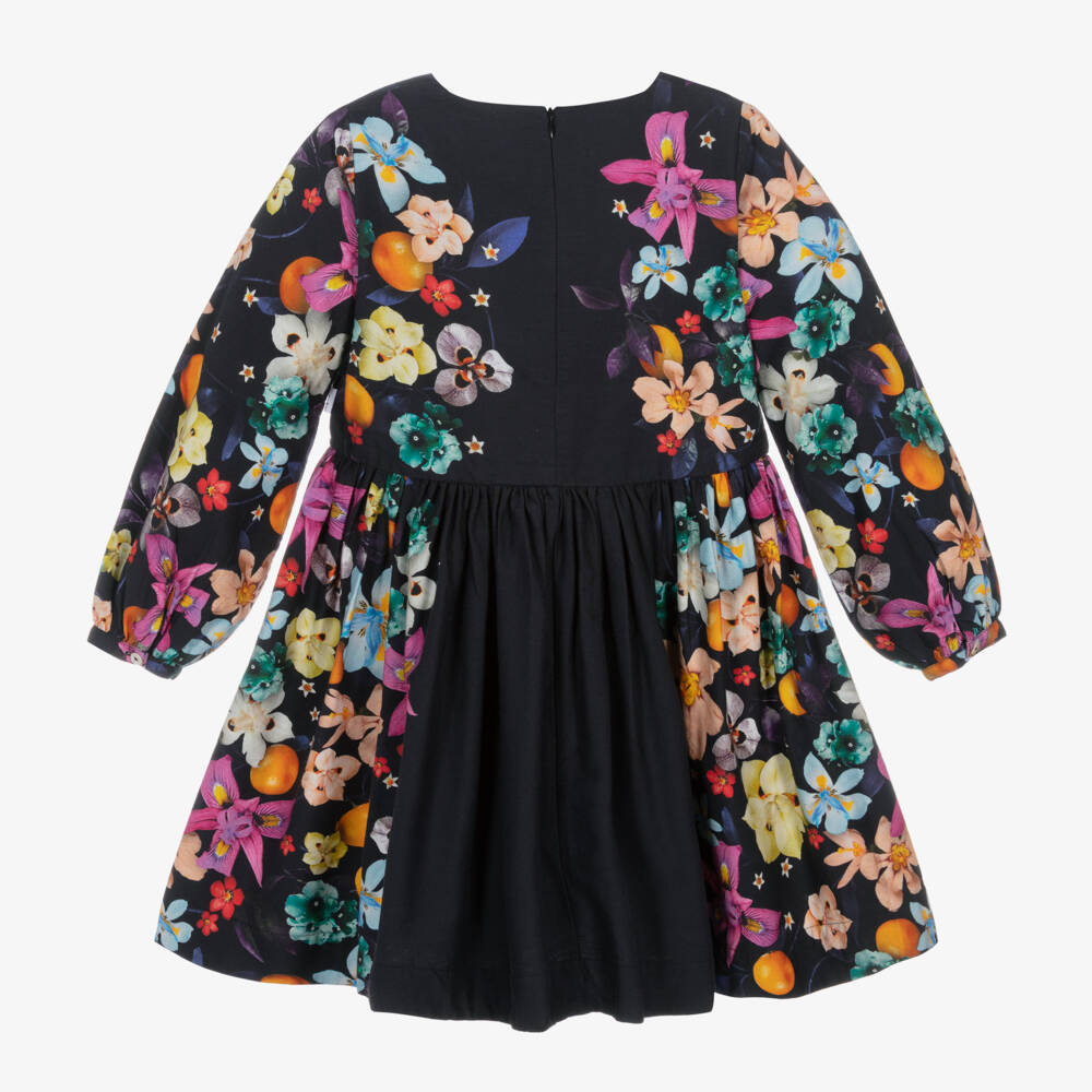 مولو-فستان بطبعة ورود قطن لون كحلي | Childrensalon Outlet