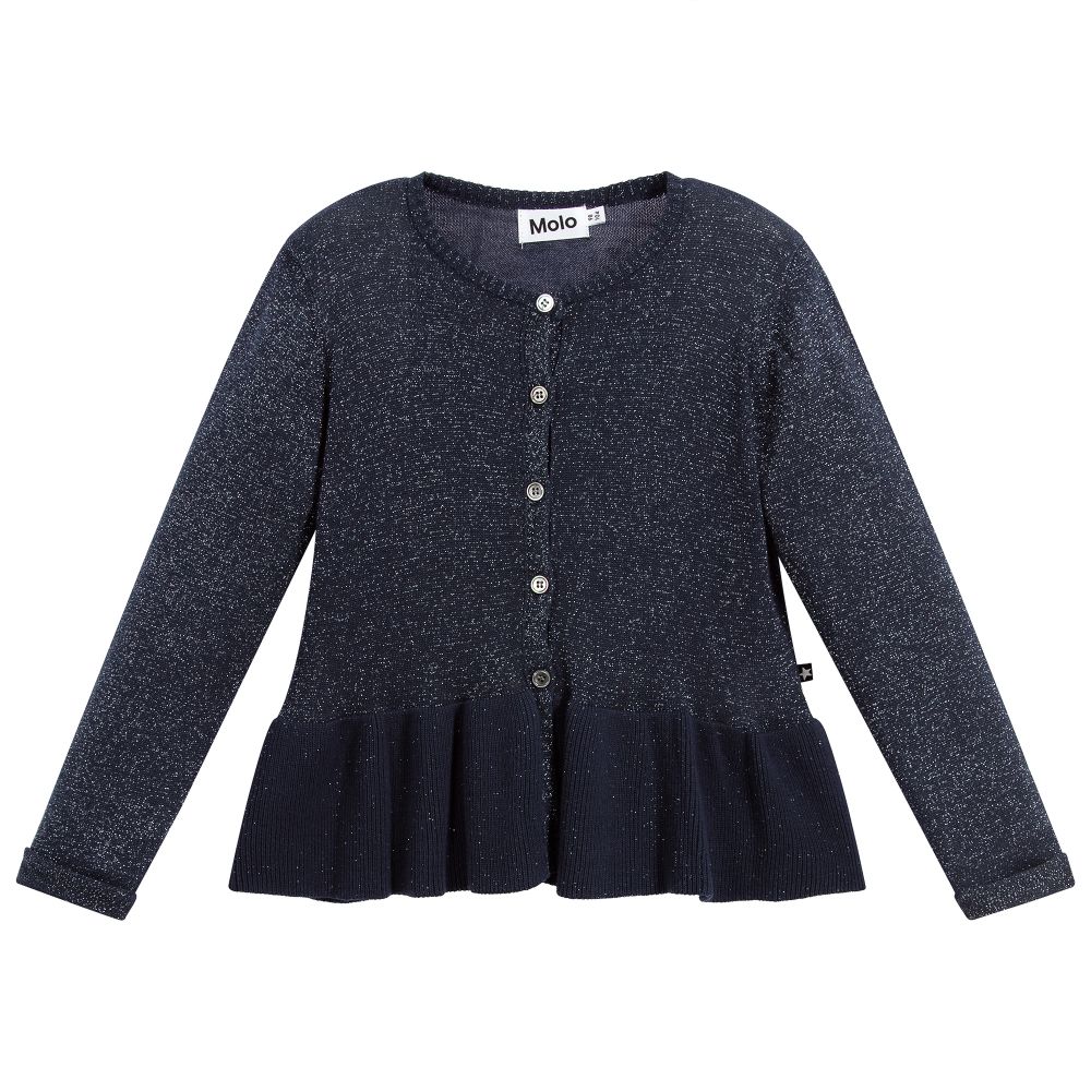 Molo - Girls Navy Knitted Cardigan | Childrensalon Outlet