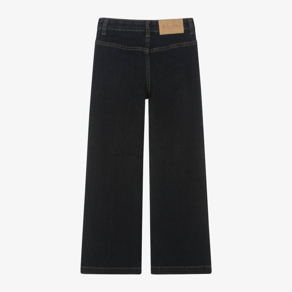 Molo-Girls Navy Wide Leg Denim Trousers | Childrensalon Outlet