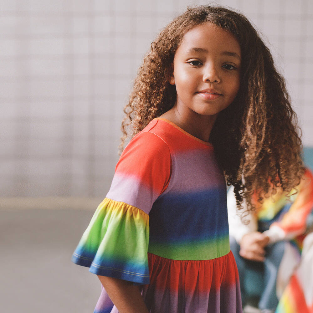 Molo-Girls Ombré Rainbow Cotton Dress | Childrensalon Outlet
