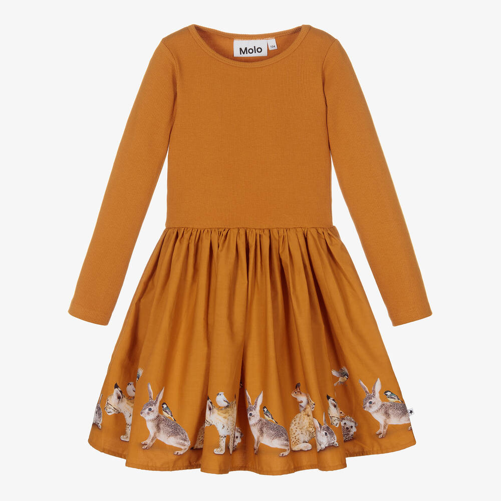 Molo - Girls Orange Cotton Dress | Childrensalon
