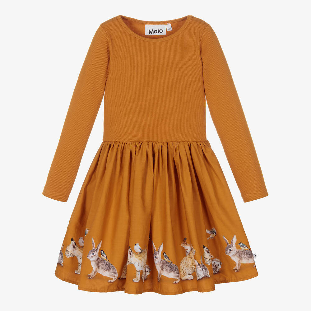 Molo - Oranges Baumwollkleid (M) | Childrensalon