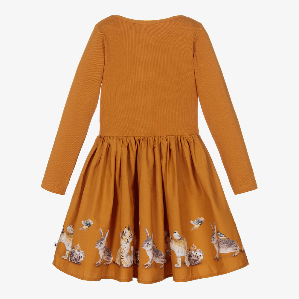 Molo-Girls Orange Cotton Dress | Childrensalon Outlet
