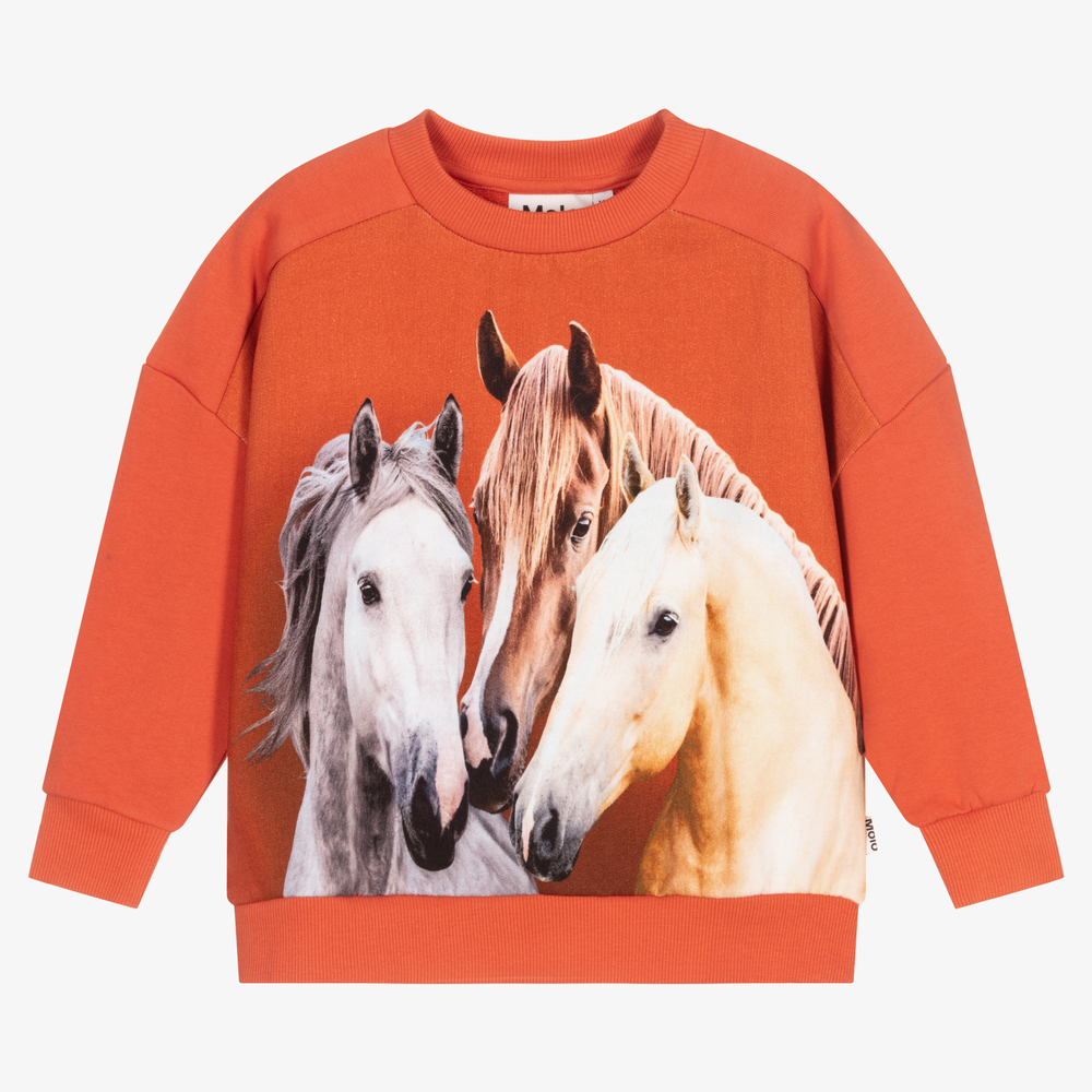 Molo - Sweat orange en coton Fille | Childrensalon