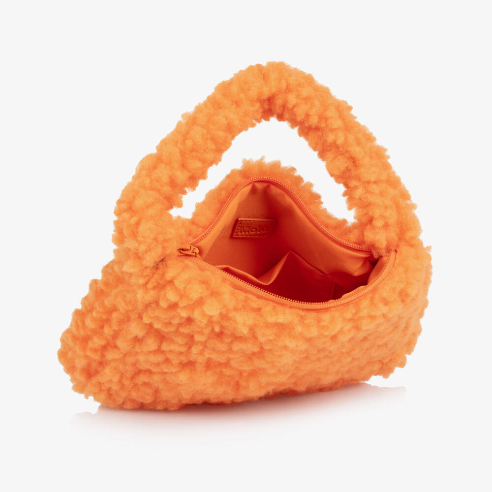 Molo-Girls Orange Fluffy Fleece Handbag (28cm) | Childrensalon Outlet