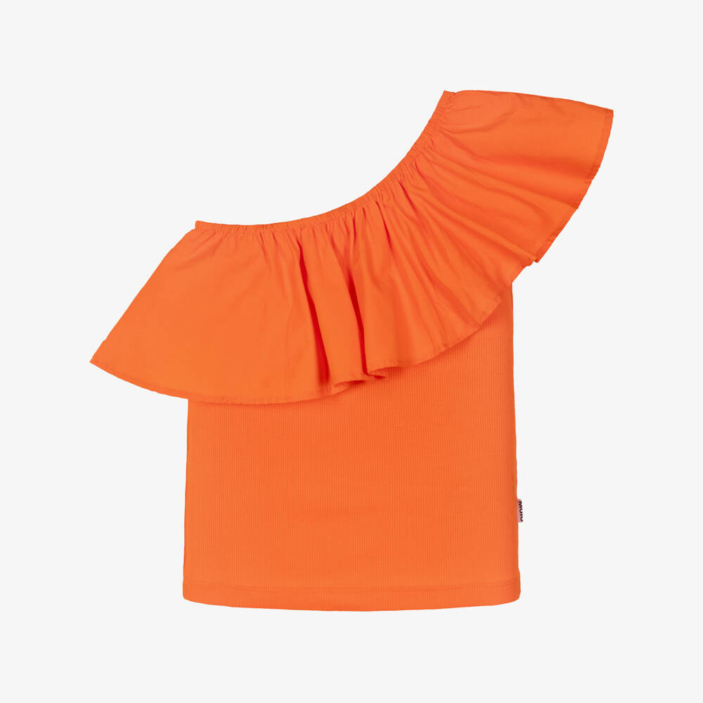 Molo-Оранжевый топ на одно плечо с оборкой из хлопка для девочек | Childrensalon Outlet