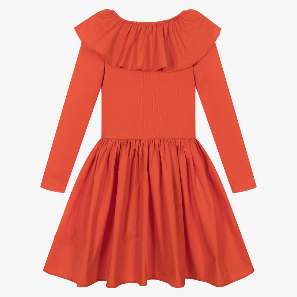 Molo-Платье с оборками на воротнике оранжевое для девочек | Childrensalon Outlet