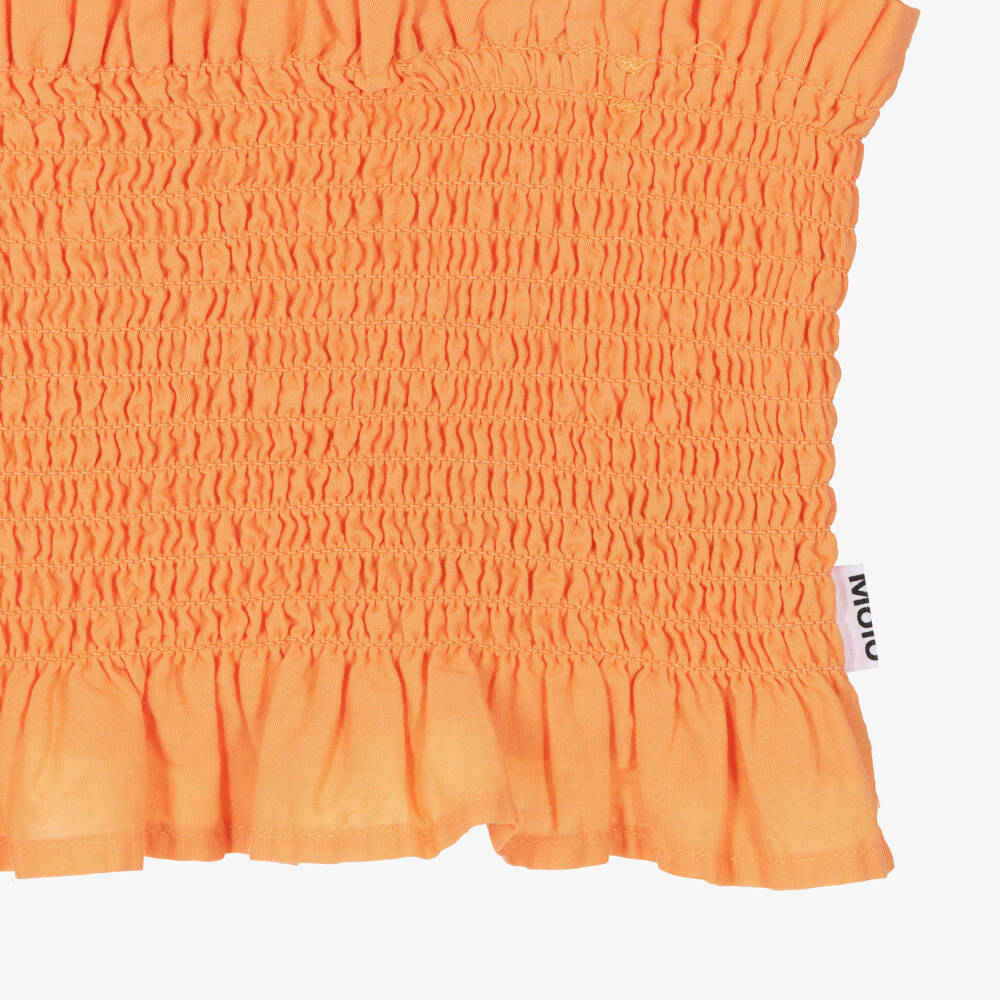 Molo-Girls Orange Shirred Cotton Sleeveless Top | Childrensalon Outlet