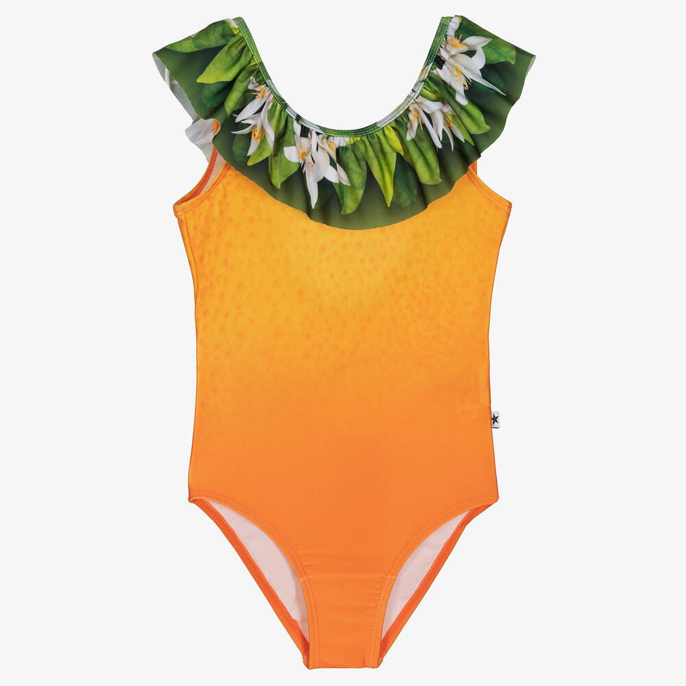 Molo - Girls Orange Swimsuit (UPF50+) | Childrensalon