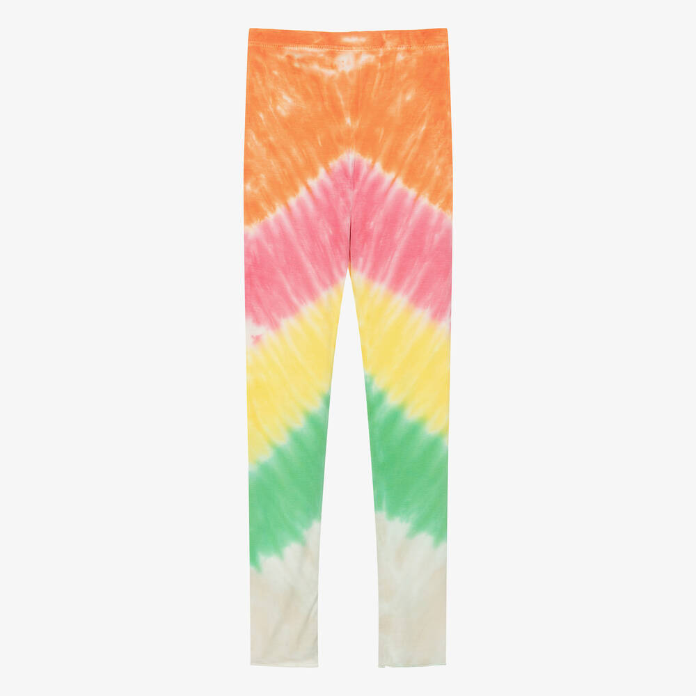 Molo-Girls Orange Viscose Tie-Dye Leggings | Childrensalon Outlet