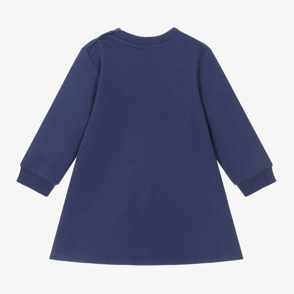 Molo-Girls Organic Blue Kitten Dress | Childrensalon Outlet