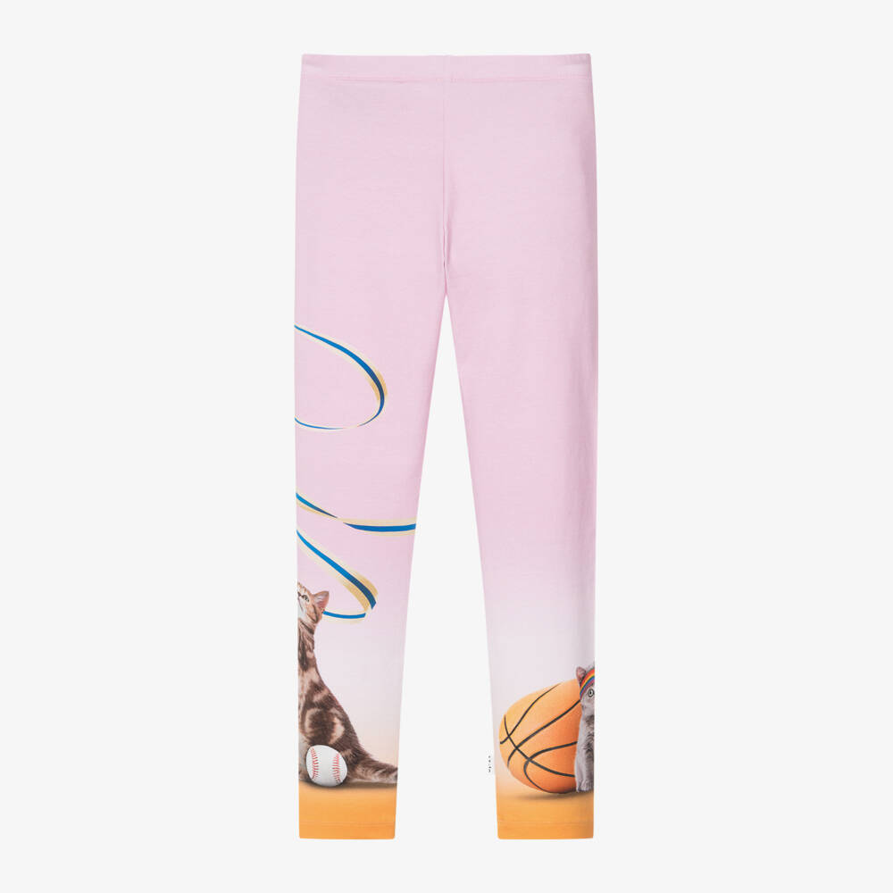 Molo-Girls Organic Kitten Print Leggings | Childrensalon Outlet