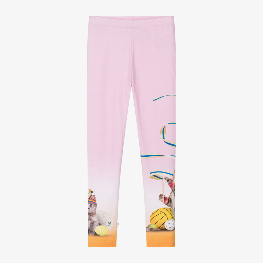 Molo-Girls Organic Kitten Print Leggings | Childrensalon Outlet