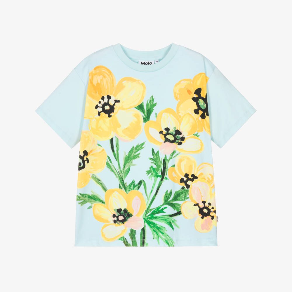Molo-Футболка с синими и жёлтыми цветами для девочек | Childrensalon Outlet