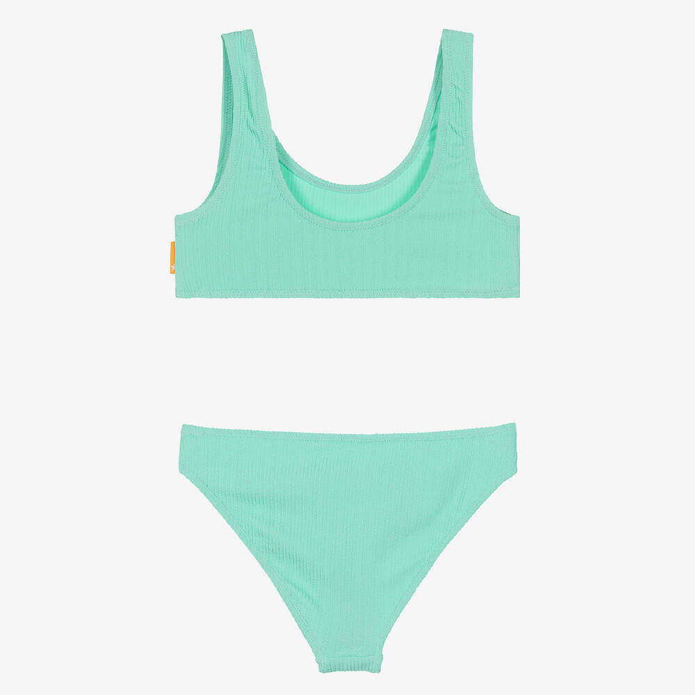 Molo-Girls Pale Green Ribbed Bikini (UPF50+) | Childrensalon Outlet