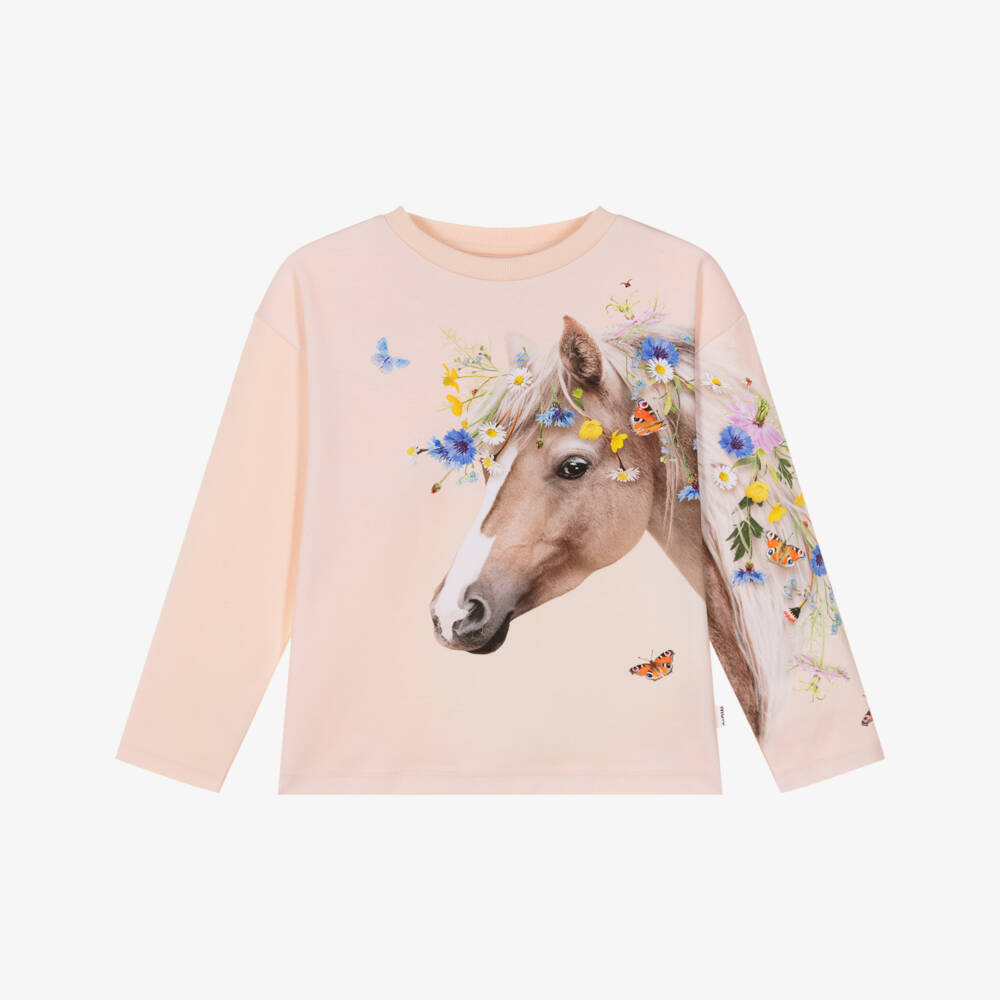 Molo-Розовый свитшот с лошадью для девочек | Childrensalon Outlet