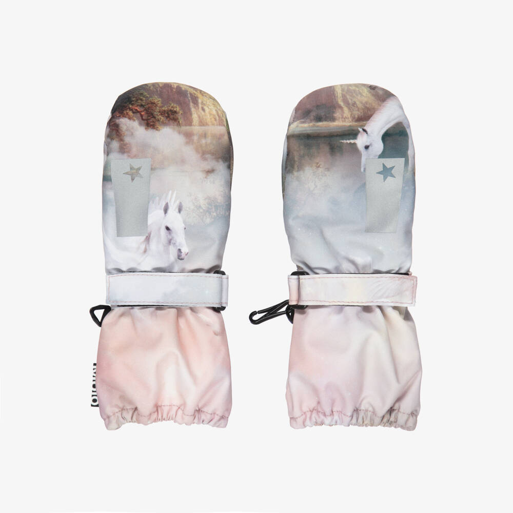 Molo-Girls Pale Pink Pegasus Ski Gloves | Childrensalon Outlet