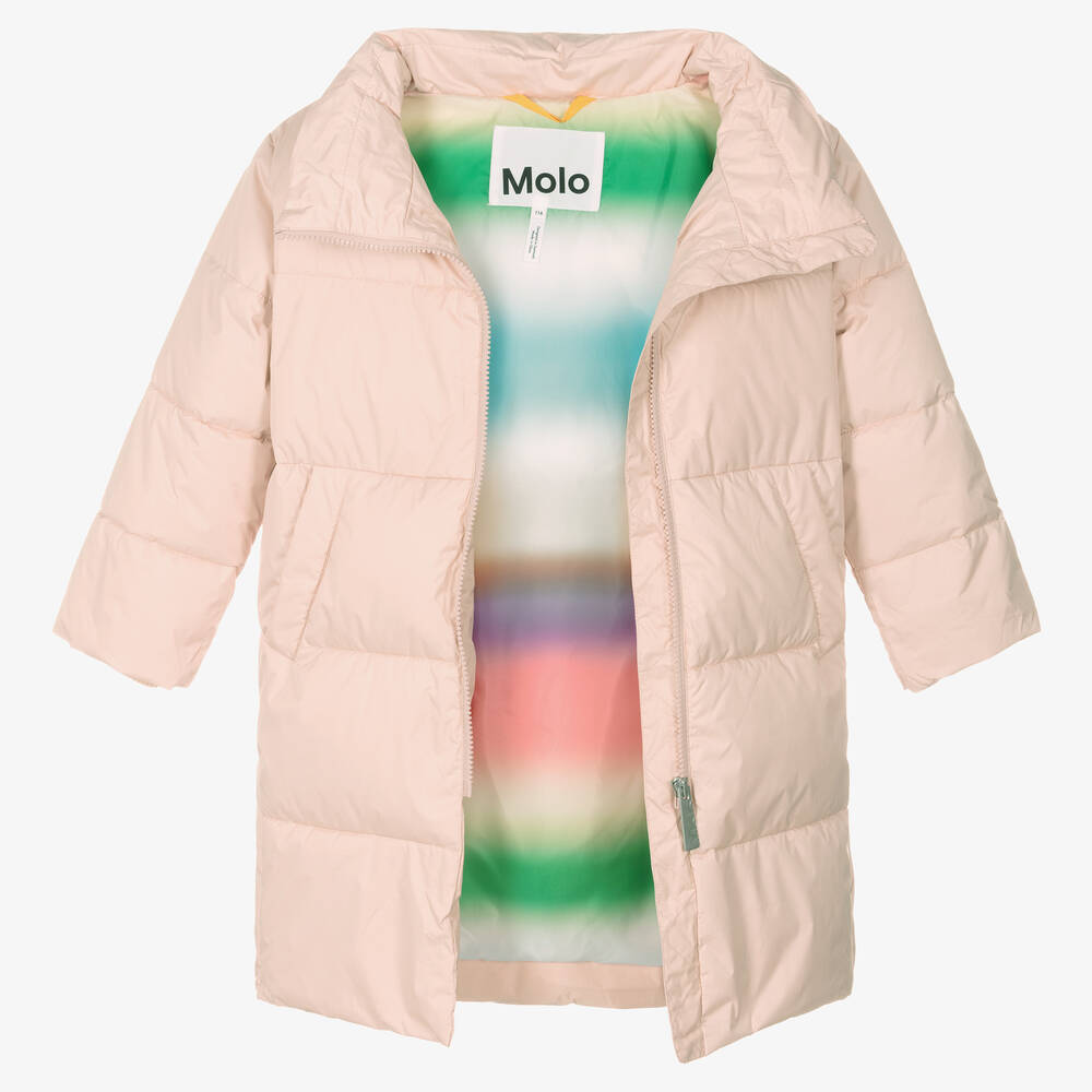 Molo-Girls Pale Pink Puffer Coat | Childrensalon Outlet