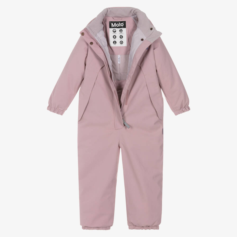 Molo-Girls Pale Pink Technical & Waterproof Snowsuit | Childrensalon Outlet