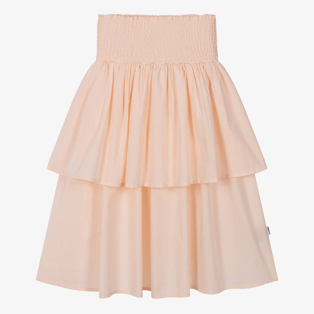 Molo-Girls Pale Pink Tiered Cotton Skirt | Childrensalon Outlet