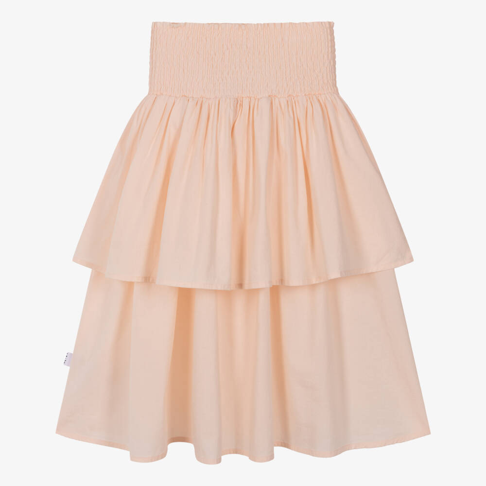 Molo-Girls Pale Pink Tiered Cotton Skirt | Childrensalon Outlet