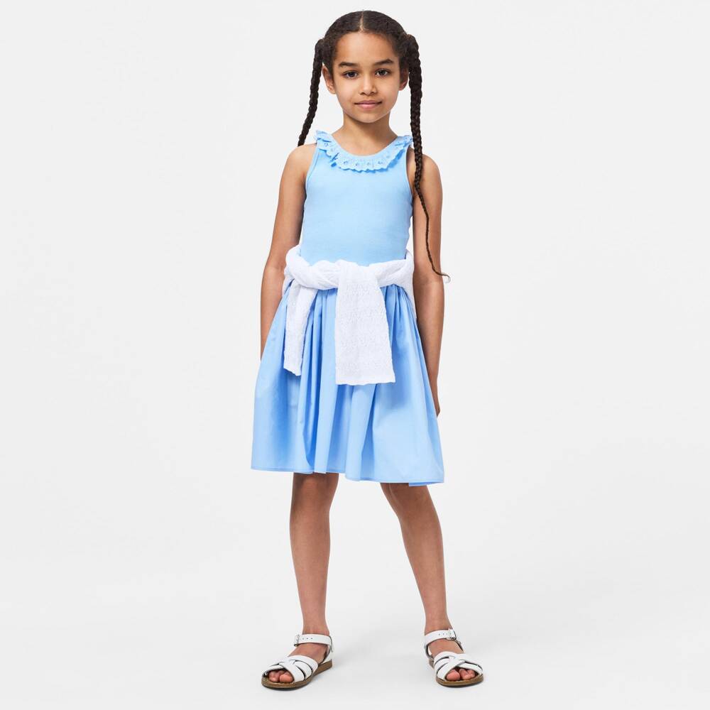 Molo-Girls Pastel Blue Organic Cotton Dress | Childrensalon Outlet
