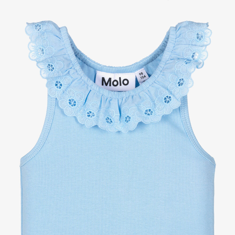 Molo-Girls Pastel Blue Organic Cotton Dress | Childrensalon Outlet