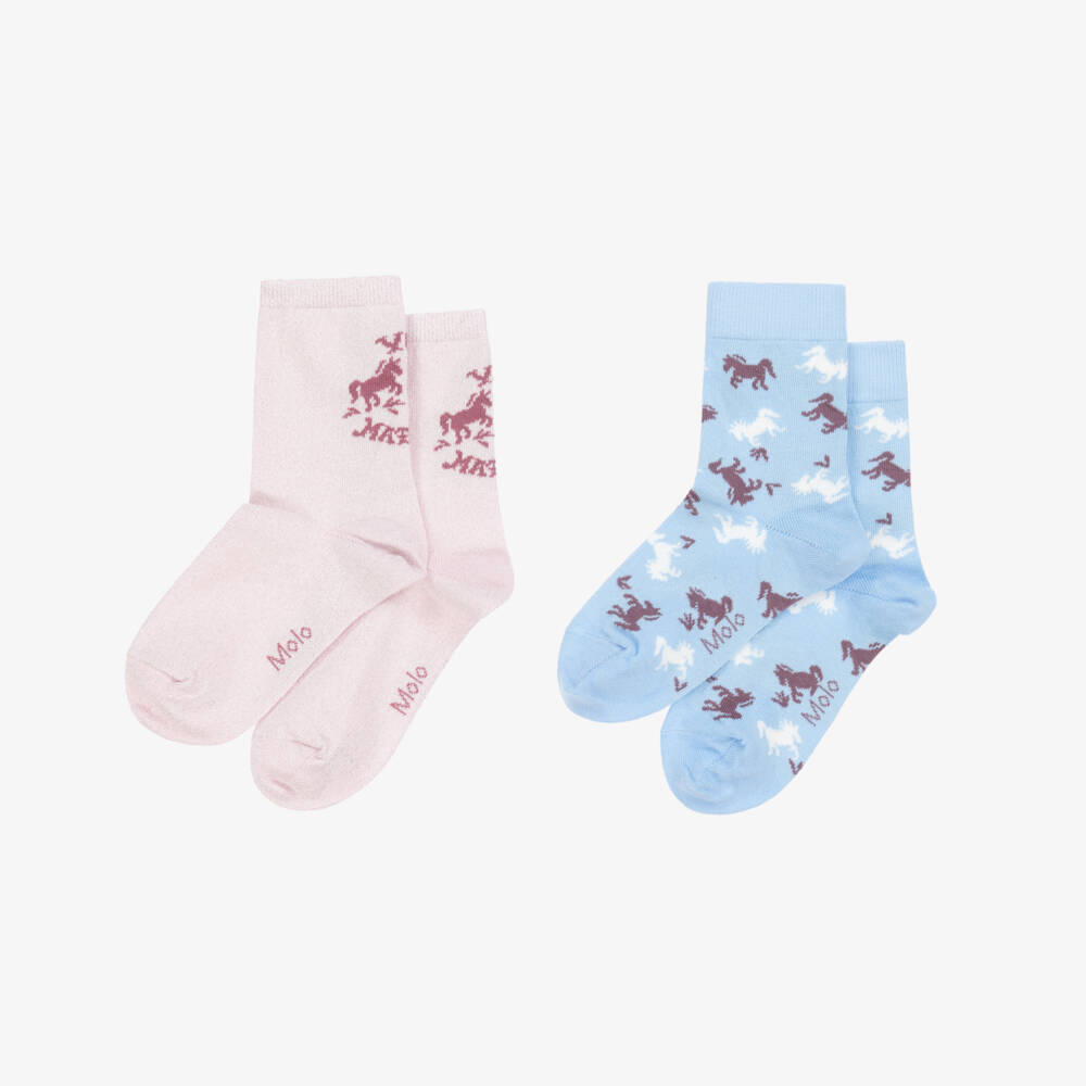Molo-Girls Pastel Horse-Themed Sock Duo | Childrensalon Outlet