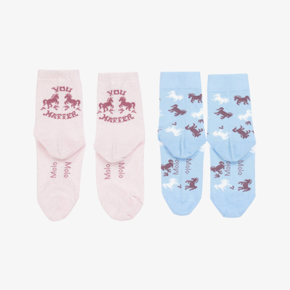 Molo-Girls Pastel Horse-Themed Sock Duo | Childrensalon Outlet