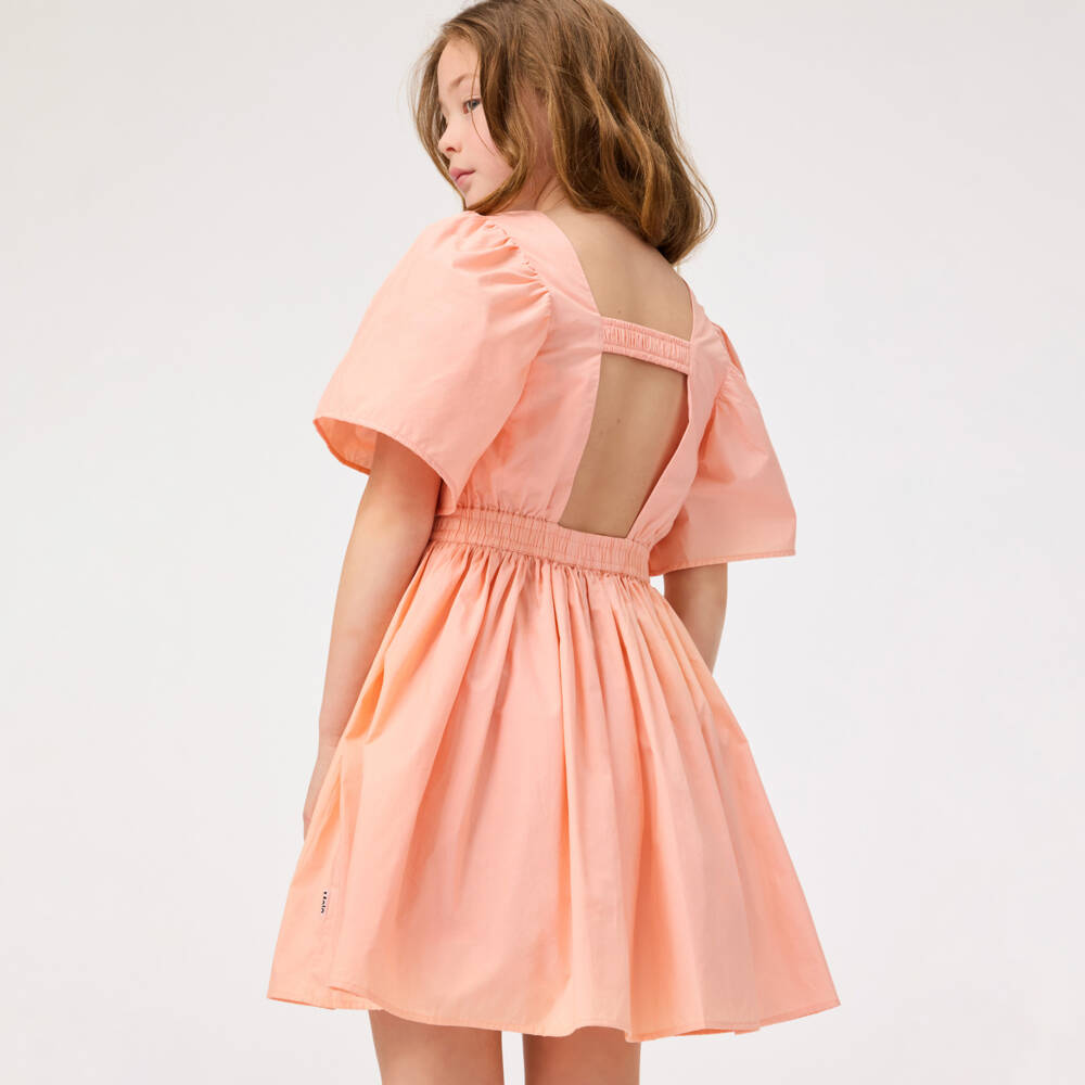 Molo-Хлопковое платье пастельного персикового цвета для девочек | Childrensalon Outlet